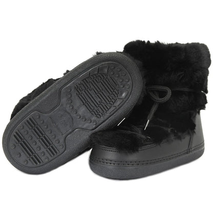 2025 Winter Snow Boots Women Ski Boots Luxury Fluffy Furry Fur Boots Female Rivets Warm Waterproof Platform Black Cotton Boots