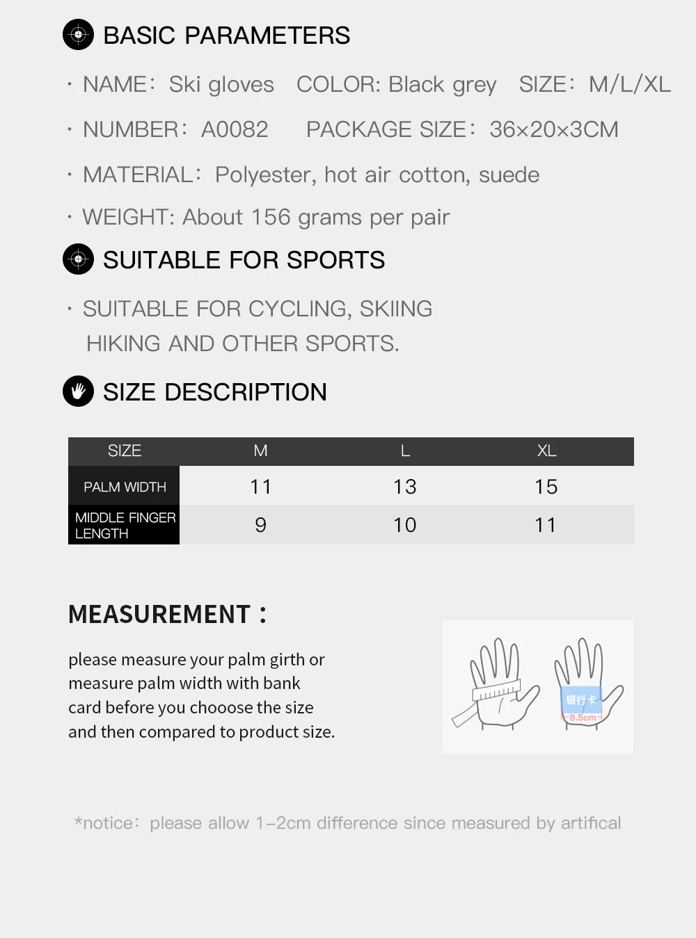 Winter Outdoor Snowy Cycling Skiing Sports Mountaineering Warm Windproof Waterproof Durable Waterproof Ski Thick Gloves