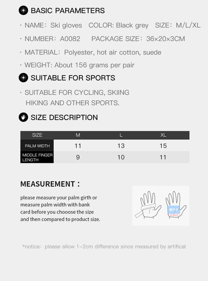 Winter Outdoor Snowy Cycling Skiing Sports Mountaineering Warm Windproof Waterproof Durable Waterproof Ski Thick Gloves