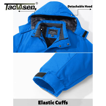 TACVASEN Winter Thicken Ski Snowboard Jacket Mens Fleece Waterproof Hiking Jackets Outdoor Mountain Trekking Windbreaker Parka