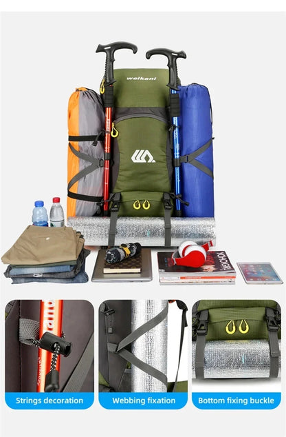 50 liter backpacking with waterproof outdoor gears large hiking backpack camping camping rock climbing hiking bag luggage hiking