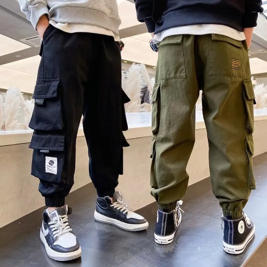 Multiple Pockets Boy Cargo Pants Children Casual Sweatpants Three-dimensional High Visibility Sports Pants Children's Clothing