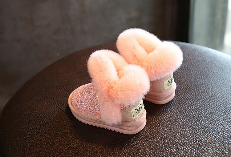 2023 Winter Kids Fashion snow boots thick Child Genuine Leather warm plush soft bottom baby girls boots winter ski boot for baby