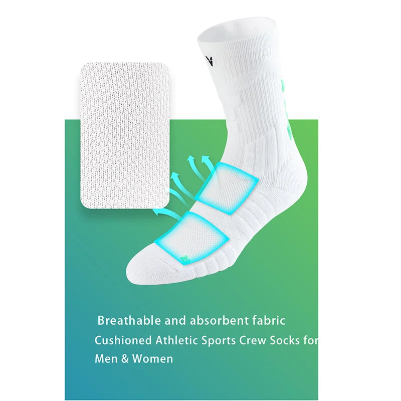 Veidoorn High Quality Sport Socks for Men Mid Calf Length Running Basketball Socks Thicken Non Slip Camping Cycling Stocking