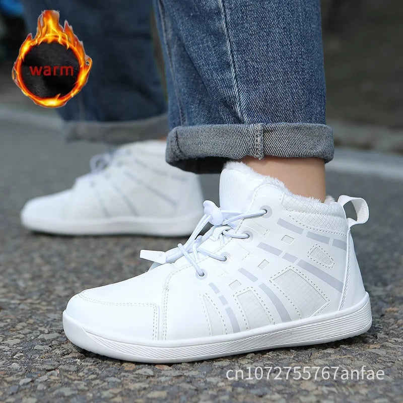 Boys Girls Snow Boots Waterproof Winter Shoes Kids Barefoot Shoes Winter Wide Toe Sneakers Warm Snow Boots Lightweight Non-slip