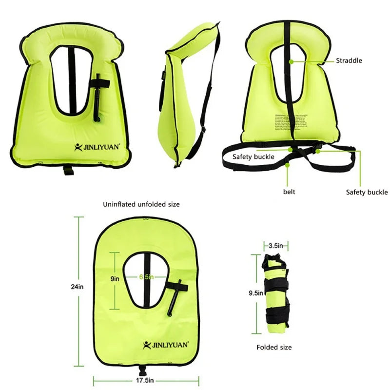 Portable Snorkeling Vest Life Jacket Inflatable Swim Vest Swimming Jackets for Men Women Gear For Outdoor Water Sports Safety