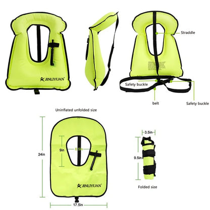 Portable Snorkeling Vest Life Jacket Inflatable Swim Vest Swimming Jackets for Men Women Gear For Outdoor Water Sports Safety