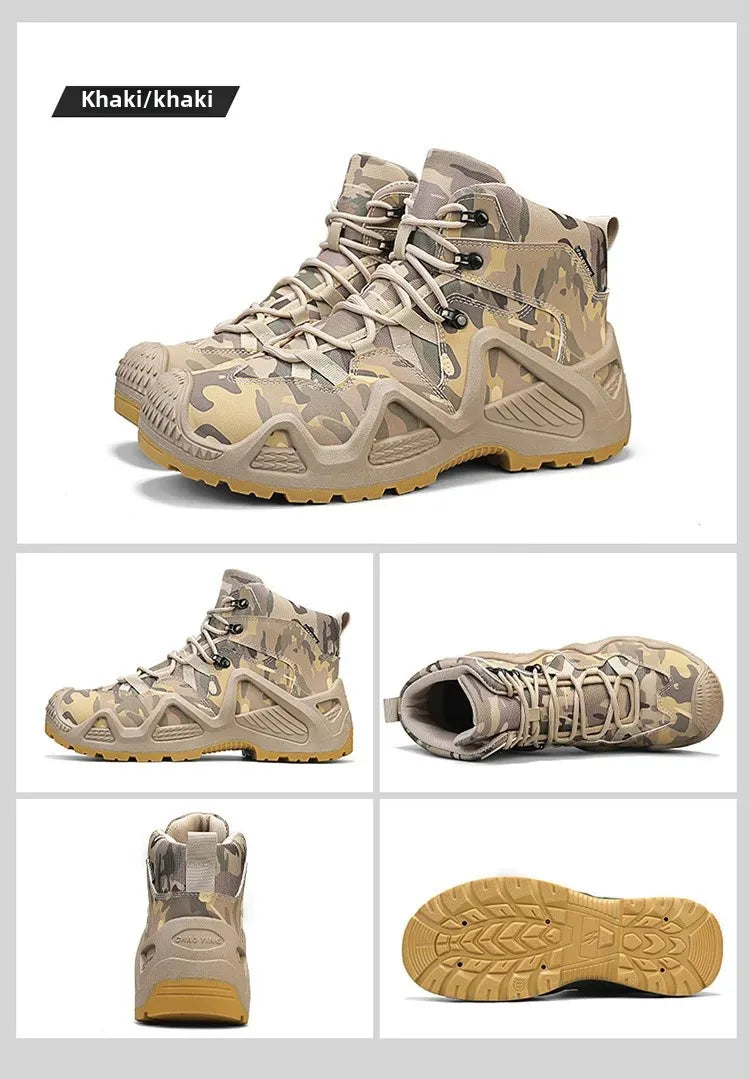 Oxford Waterproof Tactical Boots Men's Outdoor Non-slip Climbing Hiking Sports Shoes 45Plus Size Camouflage Work Shoes 46