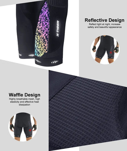 Cycling Bib Shorts 5D Gel Pad Mountain Bike Shorts Bretelle Pockets Outdoor Breathable UPF50+ Bike Tight Bicycle Shorts