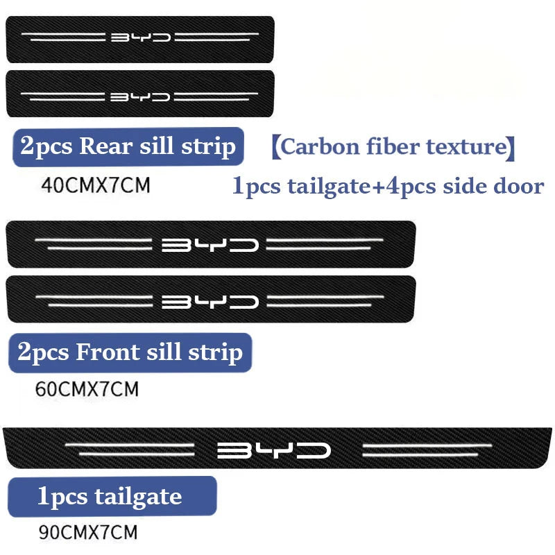 Car Door Sill Plate Protector Stickers For BYD M6 G3 G5 T3 13 F3 F0 S6 S7 E5 E6 L3 tang yuan atto3 song Covers Accessories
