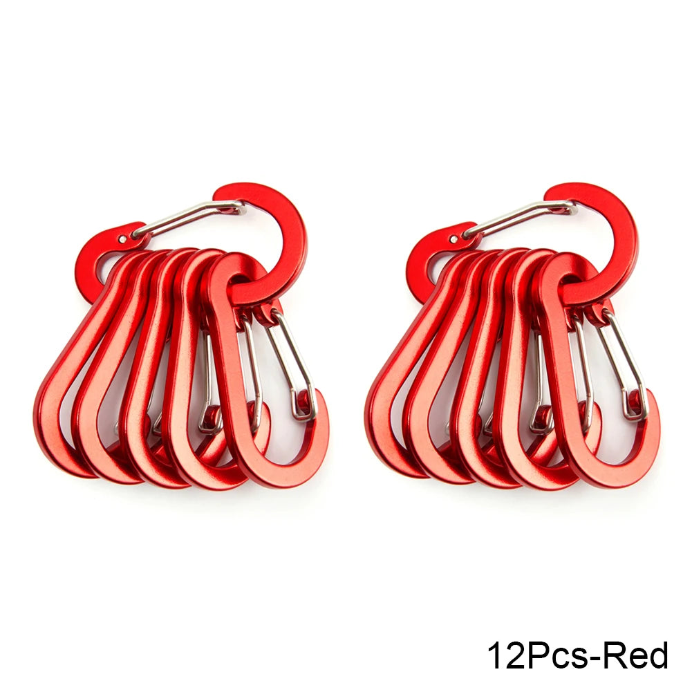 6/12pcs Outdoor Camping Multi Tool Mountaineering Buckle Steel Small Carabiner Clips Fishing Climbing Acessories Dropshipping