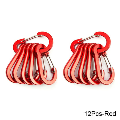 6/12pcs Outdoor Camping Multi Tool Mountaineering Buckle Steel Small Carabiner Clips Fishing Climbing Acessories Dropshipping