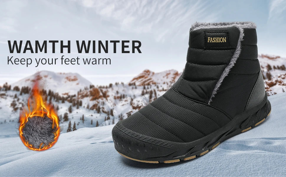New Men Winter Snow Boots Outdoor Women Velvet Warm Walking Shoes Waterproof Ski Shoes High-Top Cotton Boots Thick Cotton Shoes