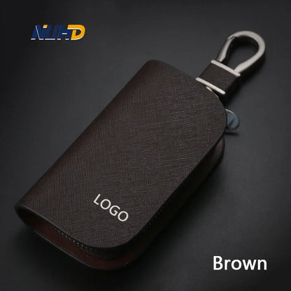 Leather Car Key Case Universal Keychain For BMW Mercedes Audi VW Bentley Ferrari FIAT Alfa Jeep Key Cover Protector Accessories