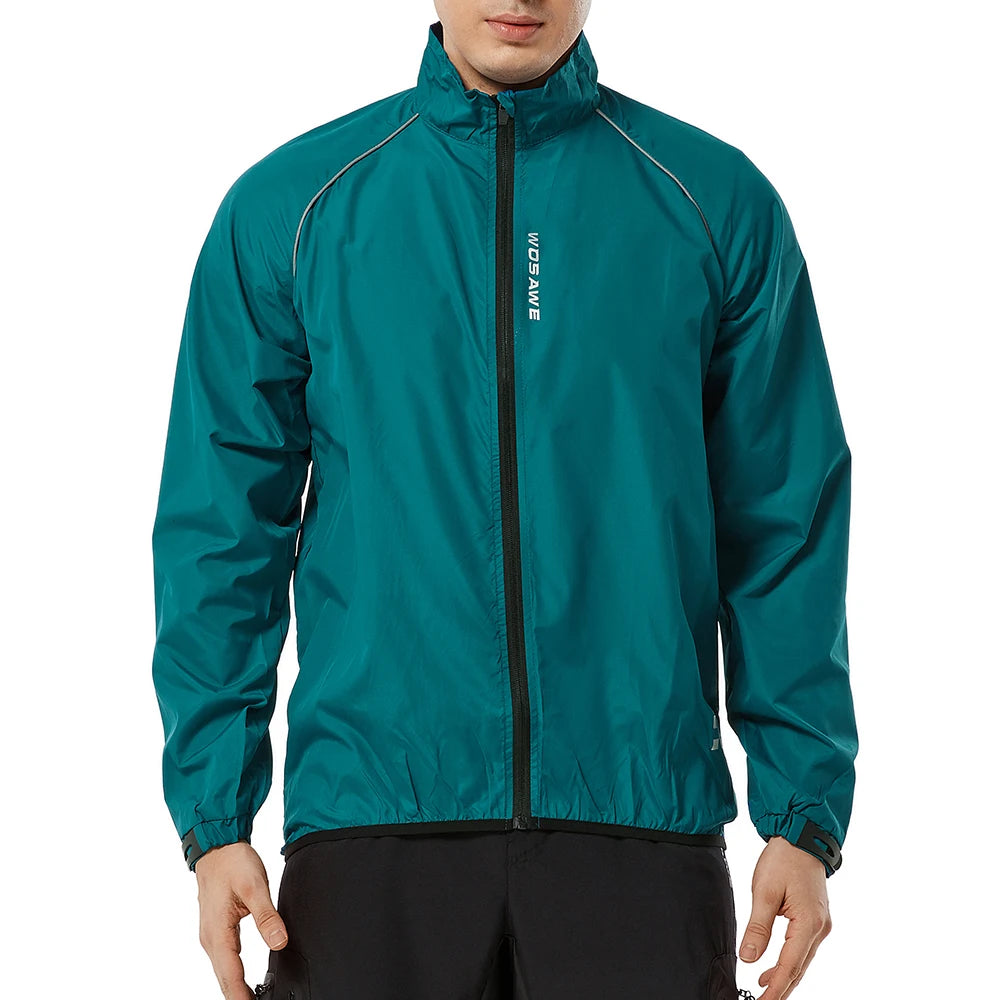 WOSAWE Men's Cycling Windbreaker Ultralight Reflective Windproof Jacket Men MTB Road Bike Wind Coat Long Sleeve Bicycle Clothing