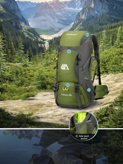 50 liter backpacking with waterproof outdoor gears large hiking backpack camping camping rock climbing hiking bag luggage hiking