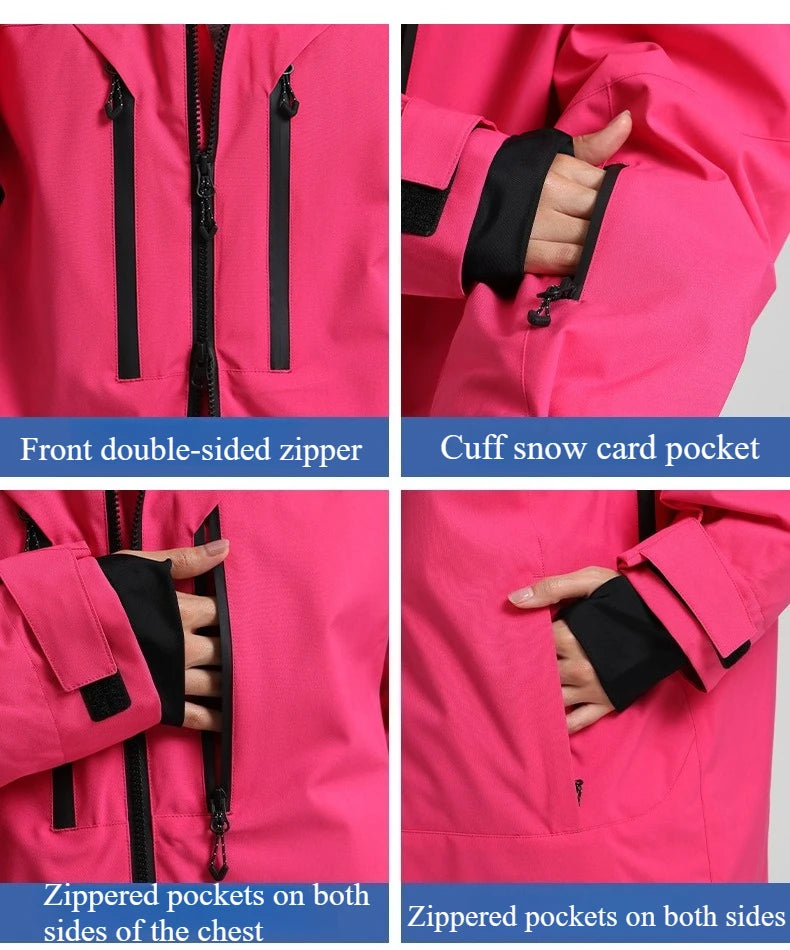 New Men Ski Jacket Waterproof Windproof Warm Breathable Snowboarding Coat 2025 Winter Sports Unisex Polyester Skiing Top Outdoor