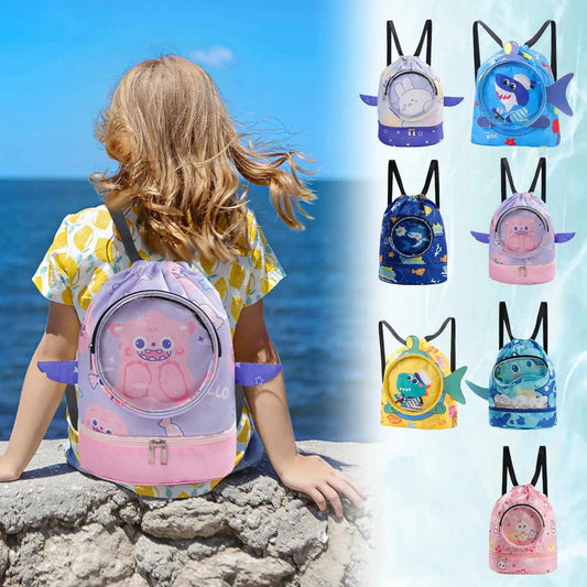 Swimming Wet Dry Bag Waterproof Kids Backpack Portable Oxford Cloth Separation Children Pouch Clothes Holder Pink S