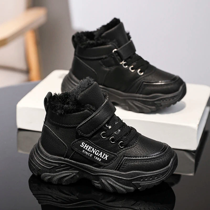 Children's Snow Boots Winter Thikcen Warm Plush Boys Sport Shoes Girls Non-slip Sneakers Student Shoes Kids Outdoor Hiking Boots