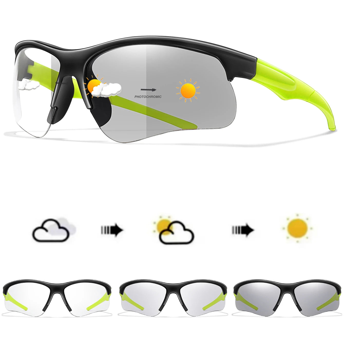 LOISRUBY Style Photochromic Sunglasses Men Women Outdoor Mtb Bicycle Cycling Runnging Eyewear Sports Bike Windproof Goggles