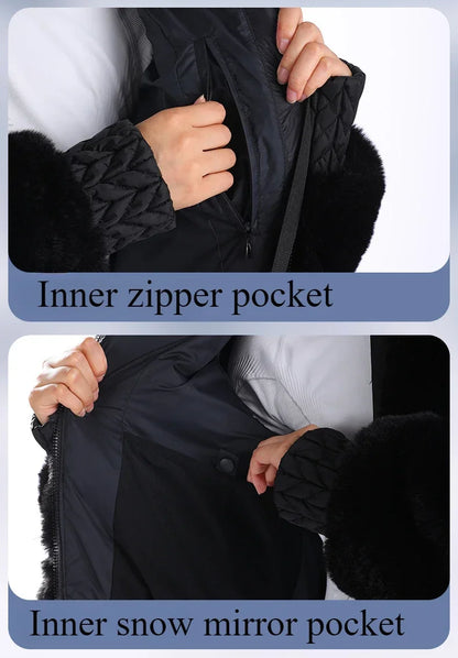 Skiing Hoodie Coats Winter Windproof Slim Ski Jacket Women Warm Thickened Snowboard Clothes Mountain Outdoor Sports Snow Jackets