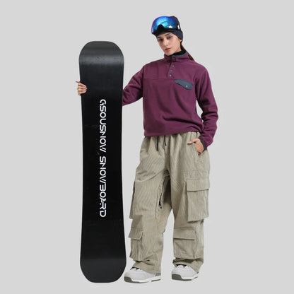 GSOU SNOW Winter Multi Pockets Ski Pants Men Loose Snow Pants Warm Windproof Skiing Trousers Outdoor Sports Breathable Britches