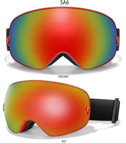 Men Women Outdoor Sports Ski goggles Anti-fog Snowboarding Snowmobile Glasses UV400 Charngeable Lens Teen Charistmas Cycling