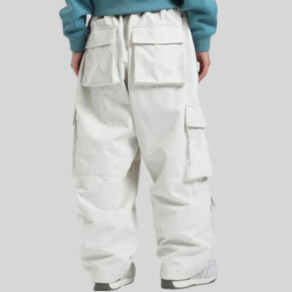 GSOU SNOW Winter Multi Pockets Ski Pants Men Loose Snow Pants Warm Windproof Skiing Trousers Outdoor Sports Breathable Britches
