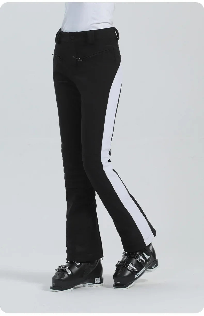 Ladies High Elasticity Skiing Pants Women Slim Winter Trousers 2025 Alpine Sport Ski Pants Outdoor Warm Waterproof Snow Clothes