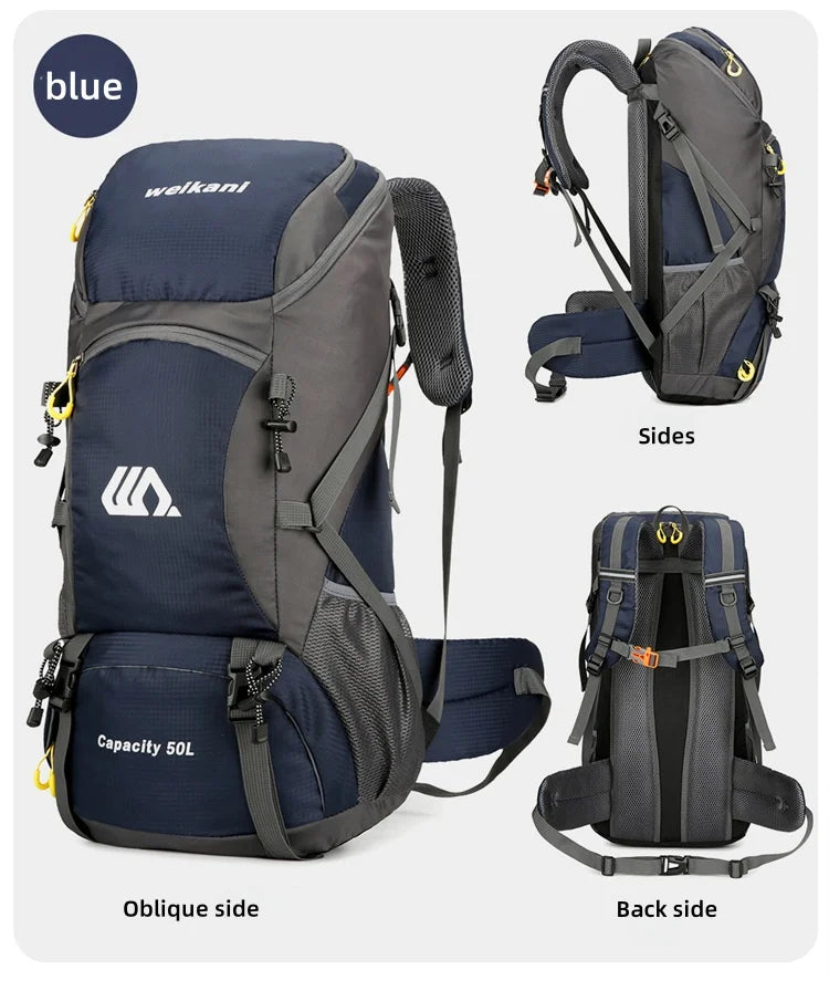 50 liter backpacking with waterproof outdoor gears large hiking backpack camping camping rock climbing hiking bag luggage hiking