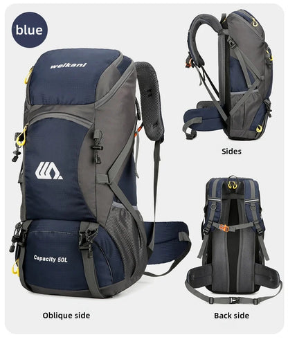 50 liter backpacking with waterproof outdoor gears large hiking backpack camping camping rock climbing hiking bag luggage hiking