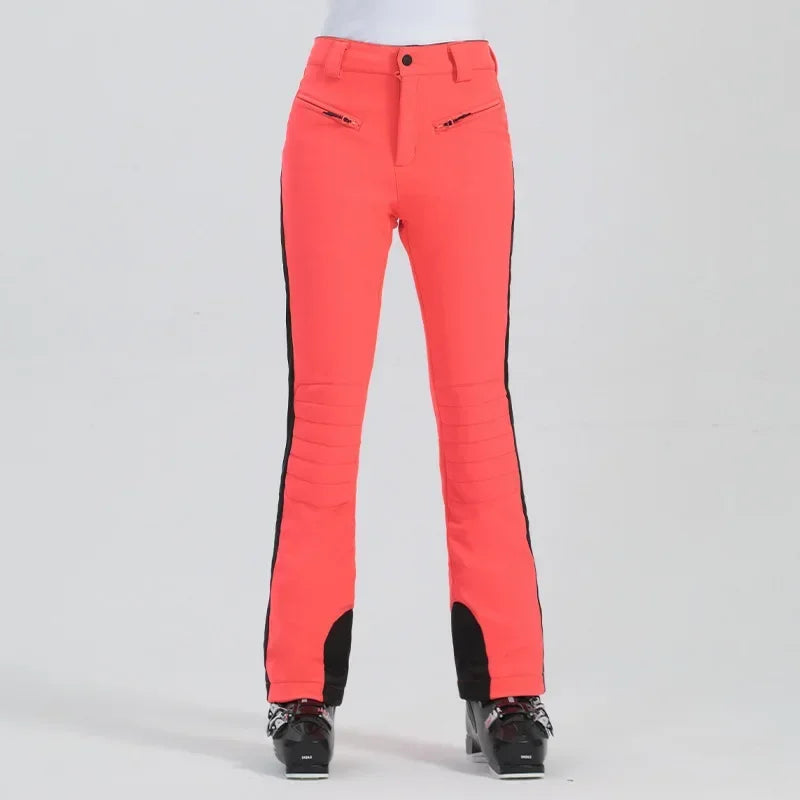 Ladies High Elasticity Skiing Pants Women Slim Winter Trousers 2025 Alpine Sport Ski Pants Outdoor Warm Waterproof Snow Clothes