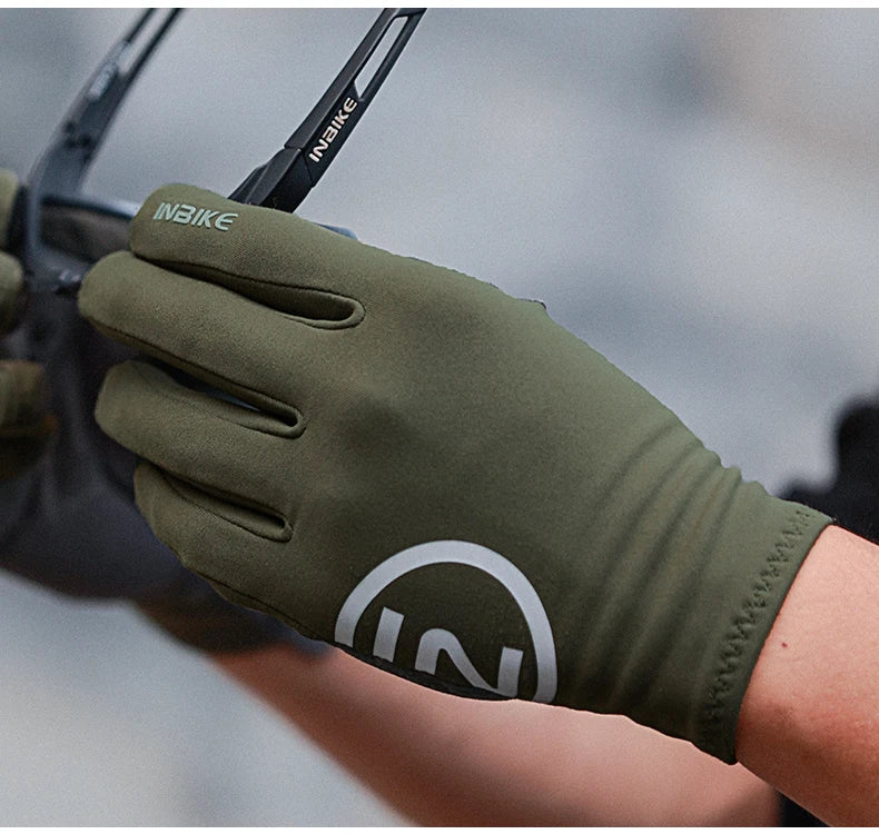 INBIKE 2024 Cycling Gloves Gel Padded for Men Autumn Winter Fleece Road Bike Gloves MTB Full Finger Touchscreen Bike Accessories