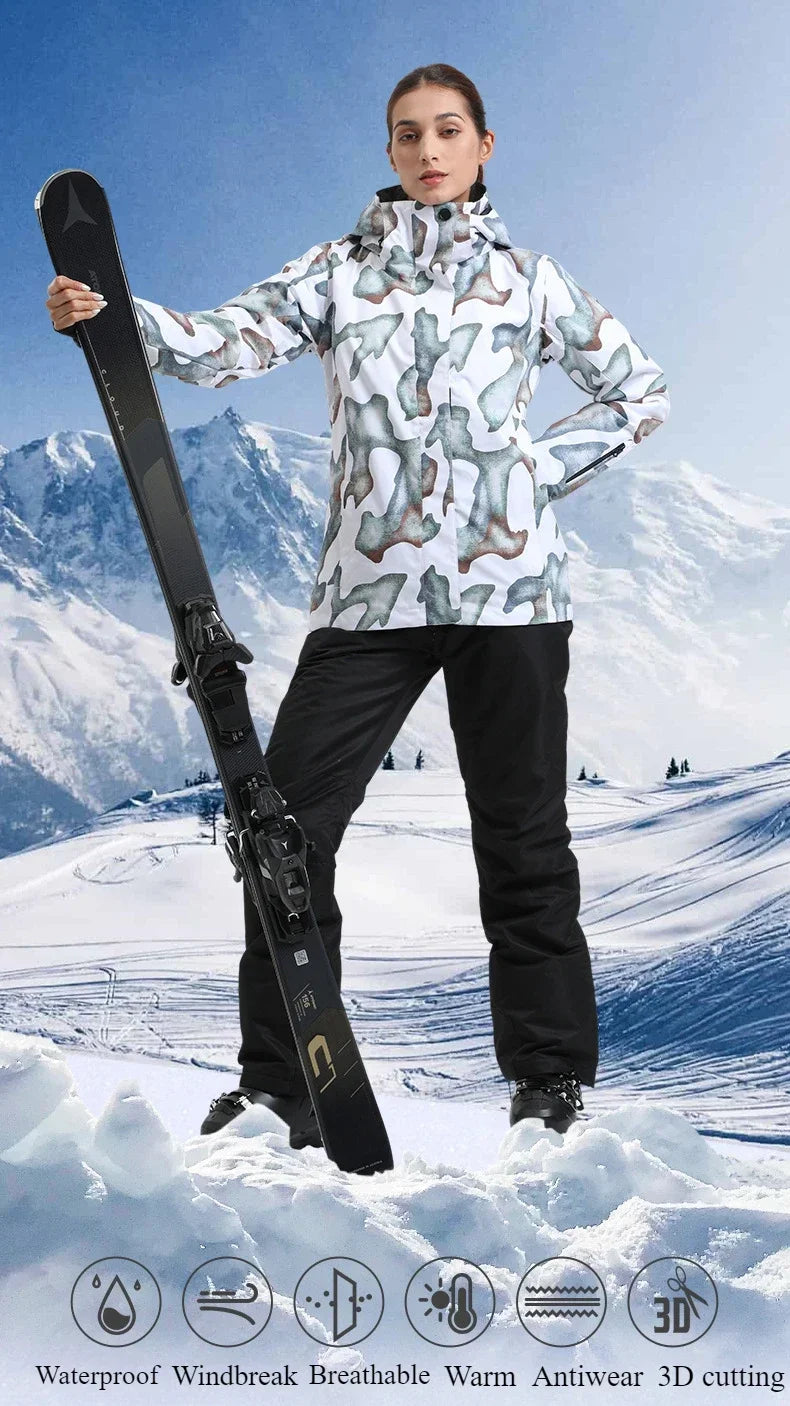 Skiing Hoodie Jacket Outdoor Warm Ski Coats Windproof Waterproof Ski Tops Women Sports Snowboard Jacket Winter New Snow Clothing