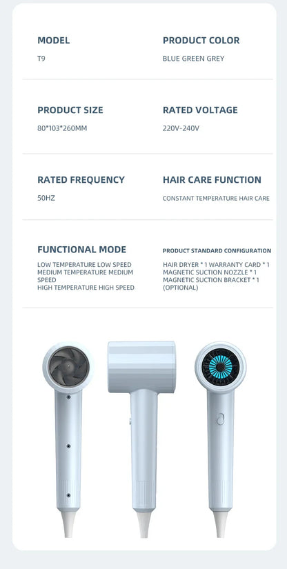 MIni Folding Hairdryer 750W with Carrying Bag Hot Air Anion Hair Care for Home Travel Hair Dryer Dormitory Blow Drier 220V-240V
