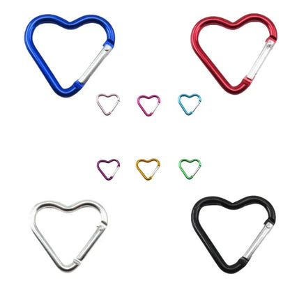 Outdoor Carabiner Heart Shape Keychain Clip Aluminum Alloy Rings Climbing Clips Spring Snap Hook Carabiner Durable