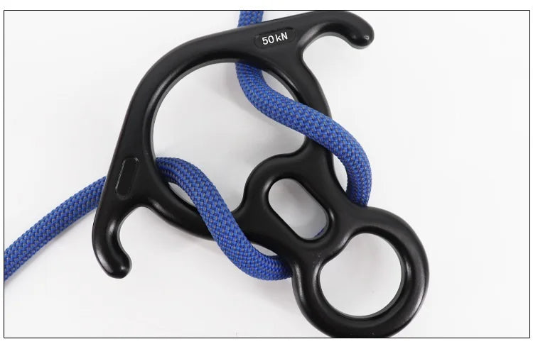 Rock Climbing Descender OX Horn 8 Descend Ring Downhill Eight Ring With Bent-ear Rappelling Gear Belay Device Equipment