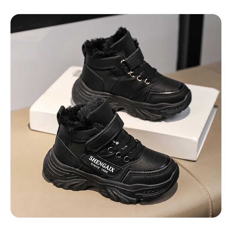 Children's Snow Boots Winter Thikcen Warm Plush Boys Sport Shoes Girls Non-slip Sneakers Student Shoes Kids Outdoor Hiking Boots