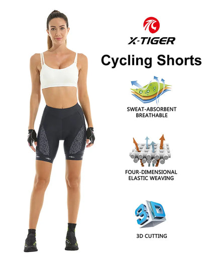 X-TIGER Cycling Shorts Women's Bicycle Shorts Competitive Sponge Padded 7h MTB Bike Shorts With Side Pockets Summer Bib Tights