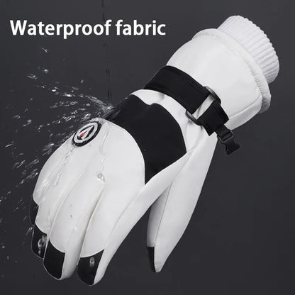 Minimalist Winter Warmth Thickened Fingerless Gloves Unisex Waterproof Fabric Fleece-Lined Ski Gloves Outdoor Sports Gloves