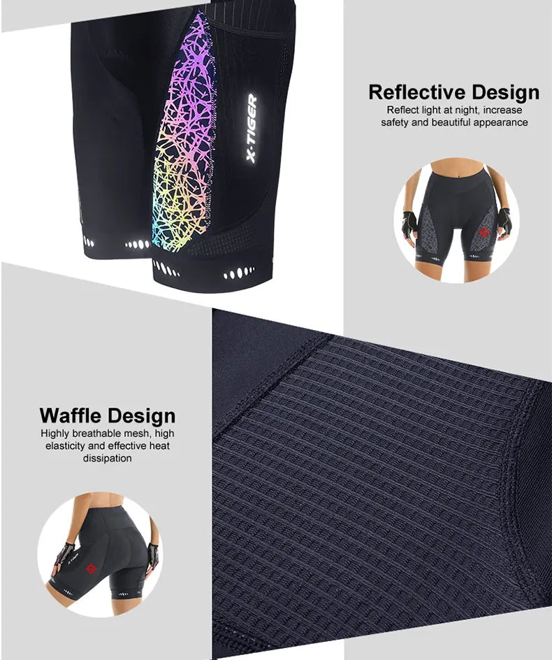 X-TIGER Cycling Shorts Women's Bicycle Shorts Competitive Sponge Padded 7h MTB Bike Shorts With Side Pockets Summer Bib Tights