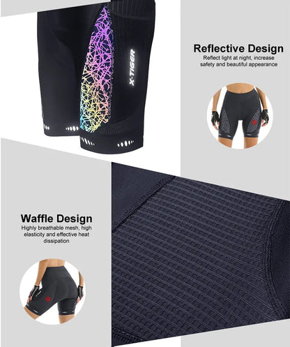 X-TIGER Cycling Shorts Women's Bicycle Shorts Competitive Sponge Padded 7h MTB Bike Shorts With Side Pockets Summer Bib Tights