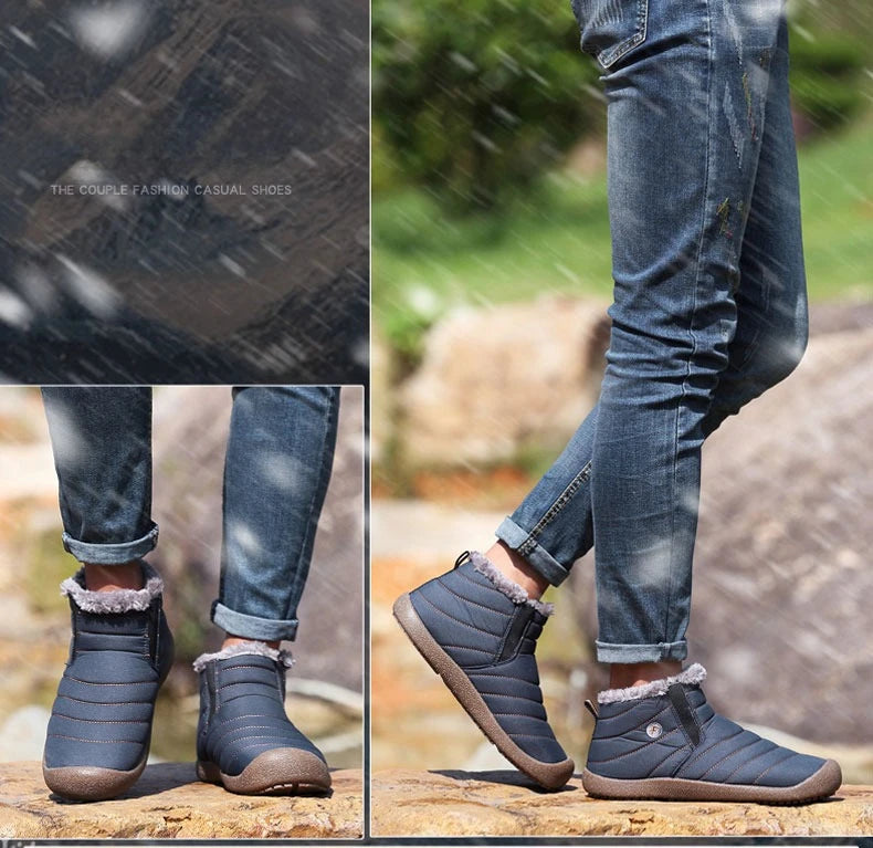Men Winter Shoes Solid 3 Colors Men's Snow Boots Plush Inside Bottom Keep Warm Waterproof Ski Boots Plus Size 36 - 48