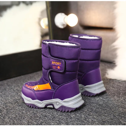 Winter Outdoor Children Boots Princess Elegant Girls Shoes Water Proof Girl Boy Snow Boots Kids Warm High Quality Plush Boots