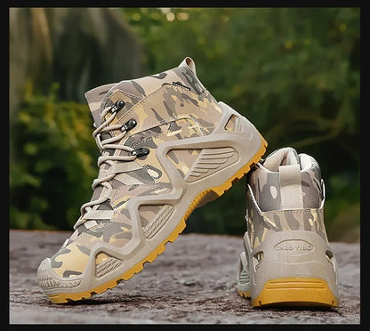 Oxford Waterproof Tactical Boots Men's Outdoor Non-slip Climbing Hiking Sports Shoes 45Plus Size Camouflage Work Shoes 46