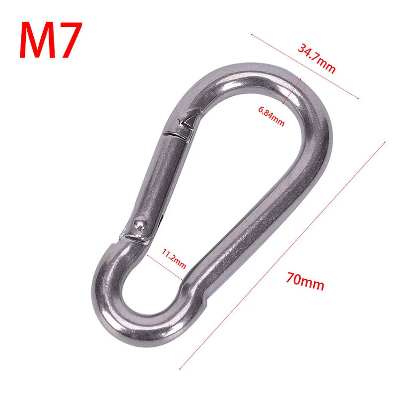 304 Stainless Steel M4 M5 M6 M7 M8 Multifunctional Spring Snap Carabiner Quick Link Lock Ring Hook