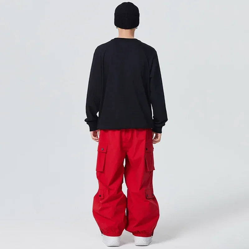 Winter Man Snow Pants 2025 New Women Waterproof Ski Overalls Loose Couple Skiing Pants Outdoor Sport Pro Warm Windproof Trousers