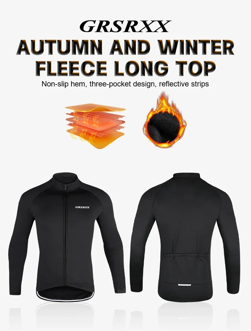 GRSRXX Thermal Winter Cycling Jacket MTB Bike Coat Bicycle Coat Sleeveless  Long Sleeve Clothing Cycling Jersey Ciclismo Unisex