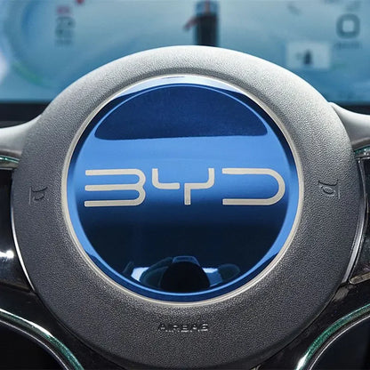 Car Steering Wheel Sticker Stainless Steel Steering for BYD Atto3 Yuan Plus Dolphin Seal Seagull Sealion SHARK Protective Cover