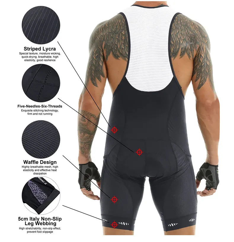 Cycling Bib Shorts 5D Gel Pad Mountain Bike Shorts Bretelle Pockets Outdoor Breathable UPF50+ Bike Tight Bicycle Shorts